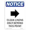 Signmission OSHA Notice Sign, 18" Height, Clean Linens Only Sign With Symbol, Portrait, NS-D-1218-V-10615 OS-NS-D-1218-V-10615 - alternate 1
